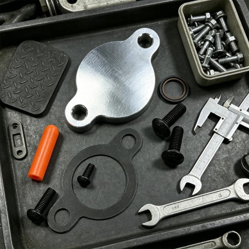 Replacement Engine Plate Kit for YFS200, Oil Injection Block Off Plate Assembly with Gasket, Seal Piece and Mounting Bolts for Maintenance Use
