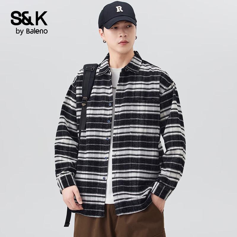 Baleno Men s Striped Plaid Casual Shirt Jacket XL