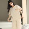 Summer Pure Cotton Pajamas Women's Pullover Sweet Casual Short-sleeved Cropped Pants Can Be Worn Outside Loungewear Student Dormitory Set