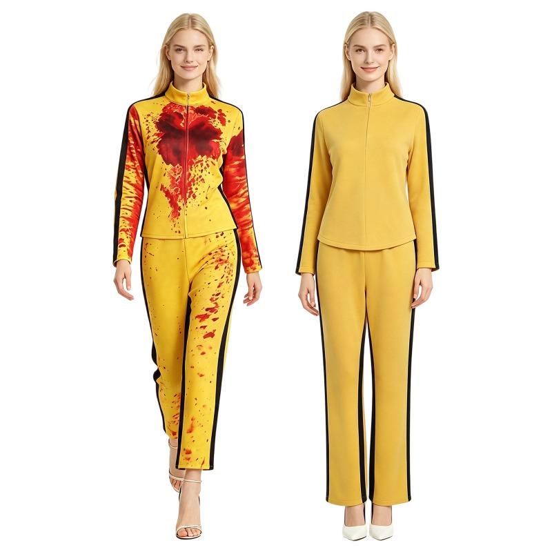Kill Bill Beatrix Kiddo Cosplay Costume, Women & Kids Yellow Tracksuit Outfit, Halloween Fancy Dress, Multiple‑Styles Available