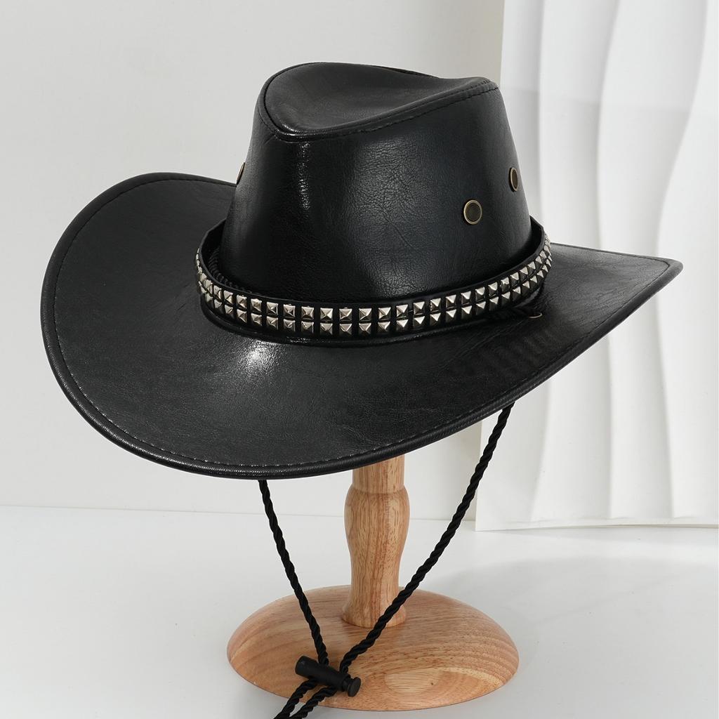 Men's and Women's PU Leather Denim Hats, Bohemian Fashion Metal Rhombus Nails Accessory Belts, Holiday Gifts