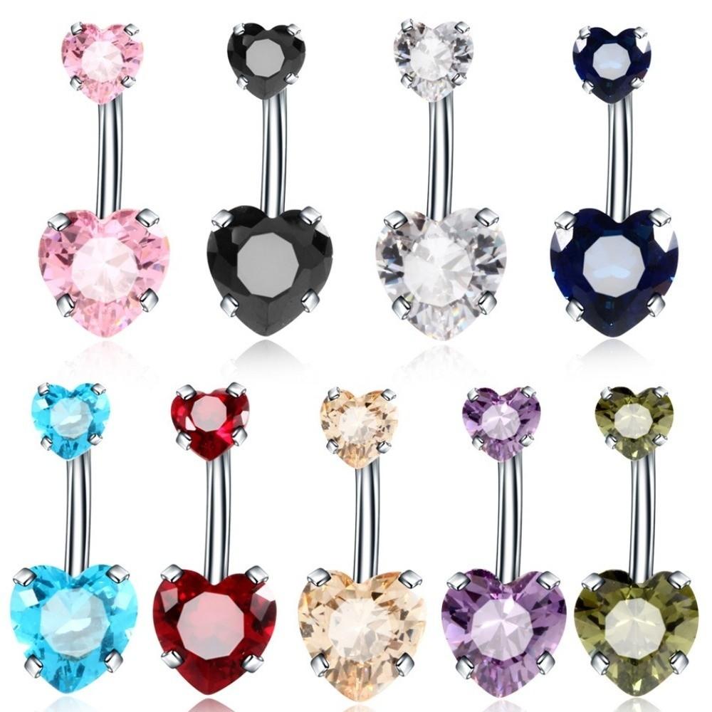 Heart Shape Belly Button Rings Crystal Silver Body Jewelry Navel Piercing for Party Decoration