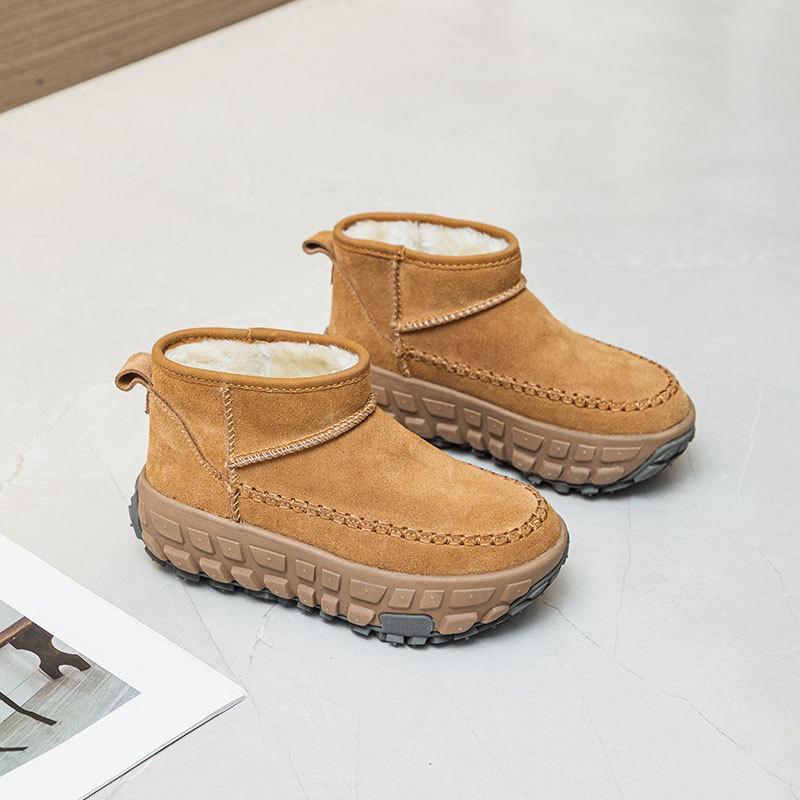 

Winter new tire sole snow boots women s leather non-slip wear-resistant warm outdoor cotton shoes women 35