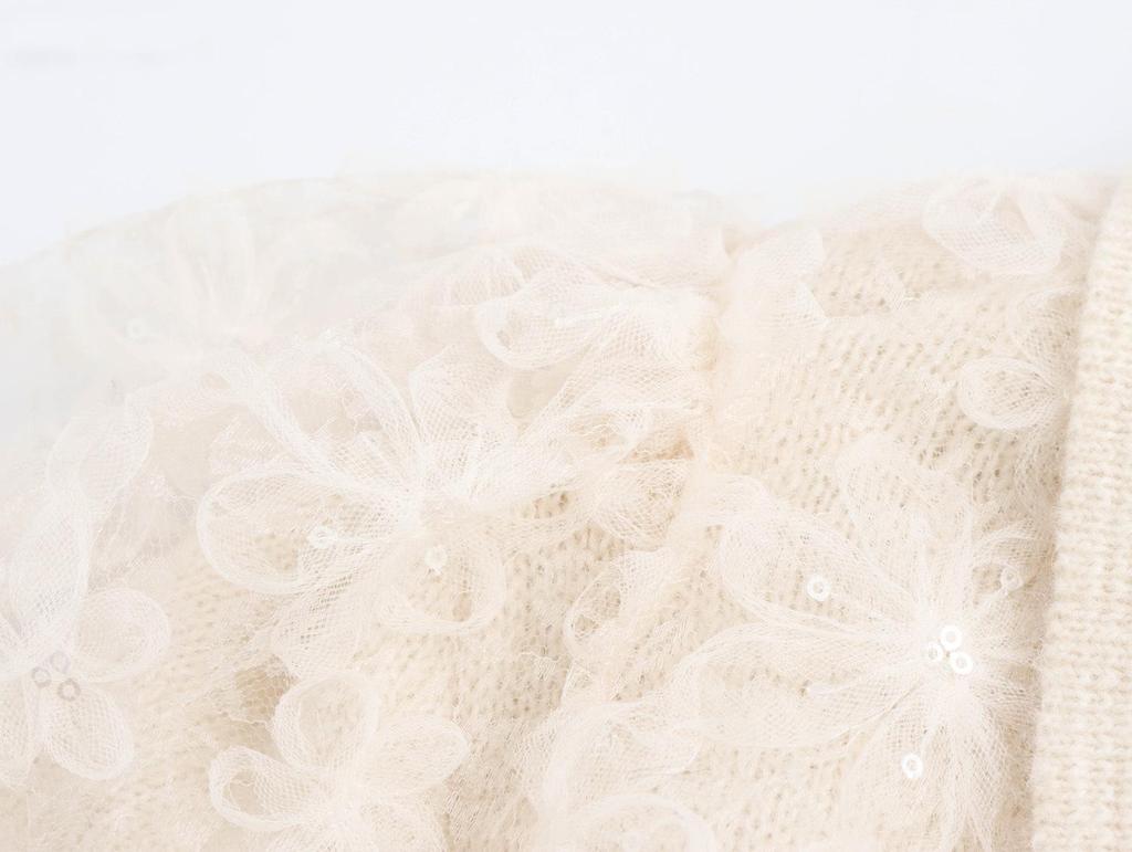 Europäisches & Amerikanisches Retro Spitzen-Pailletten-Revers Strickoberteil - Winter 2024