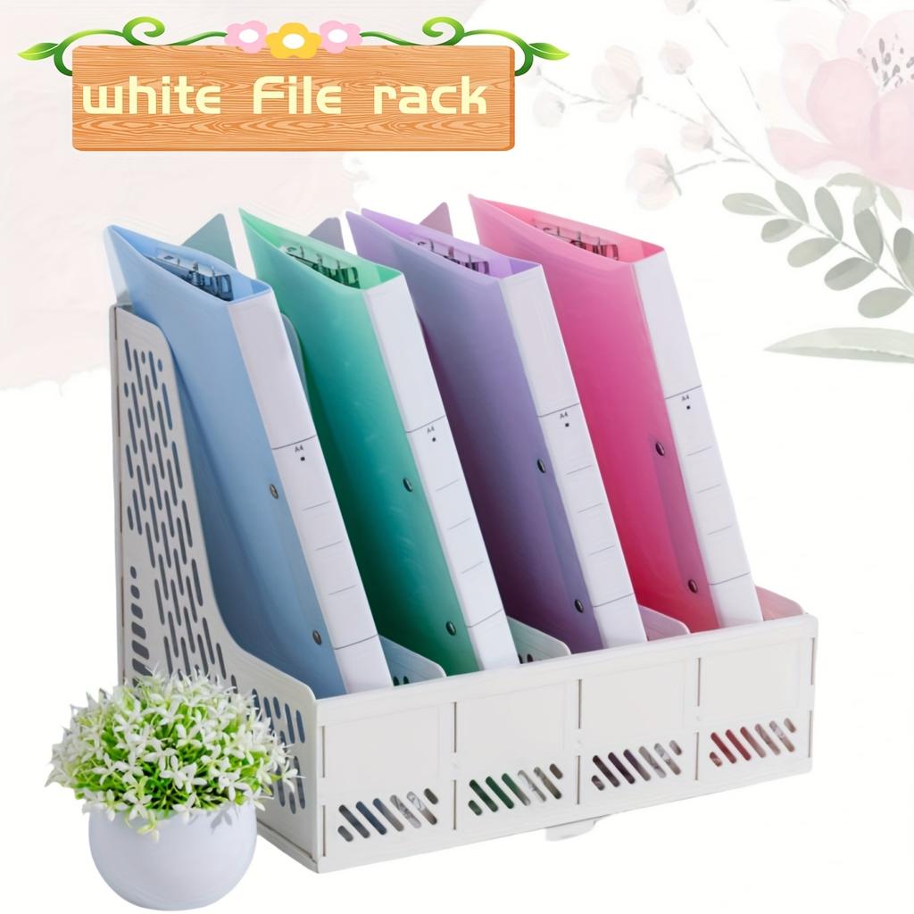 Detachable Large-Capacity Office File Organizer, Bookend, Four-Column File Divider for Desktop Document Storage