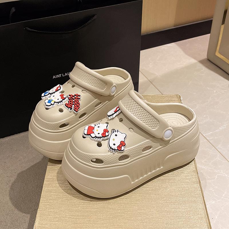 Hole shoes women's summer wear 2025 new thick-soled heightened non-slip beach shoes bag head sandals women