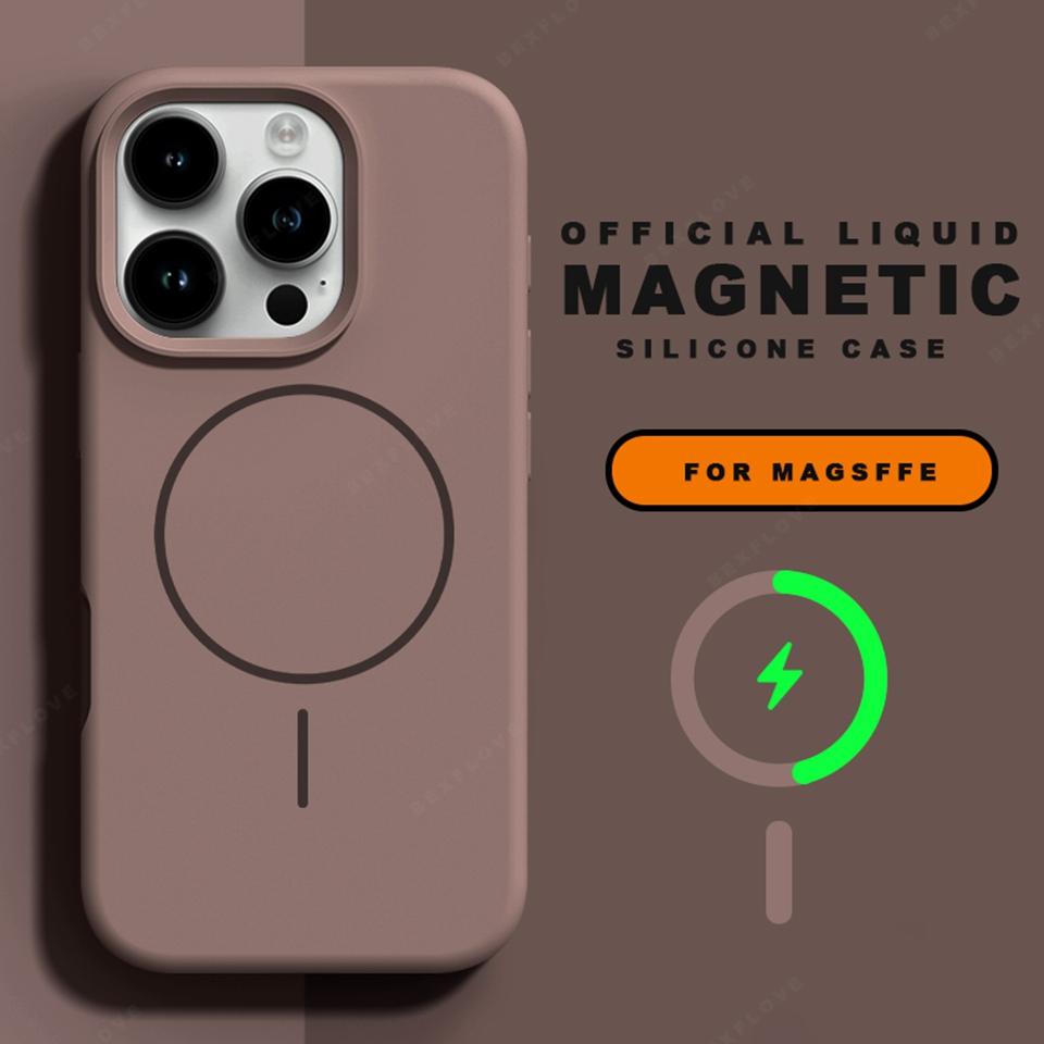 New Magnetic Lanyard Phone Case For iPhone 15 14 16 Plus 11 12 13 16 Pro Max Magsafe Liquid Silicone Strap Protector Soft Cover