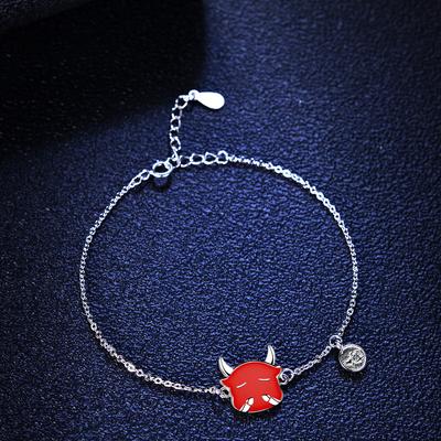 Pulseira do zodíaco doze corda vermelha feminina prata esterlina s925 estilo chinês boi ano animal ano