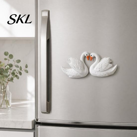 Swan Couple Decor Shape Refrigerator Magnet, 3D Resin Fridge Decorative Magnet for Whiteboard Locker Door Magnets