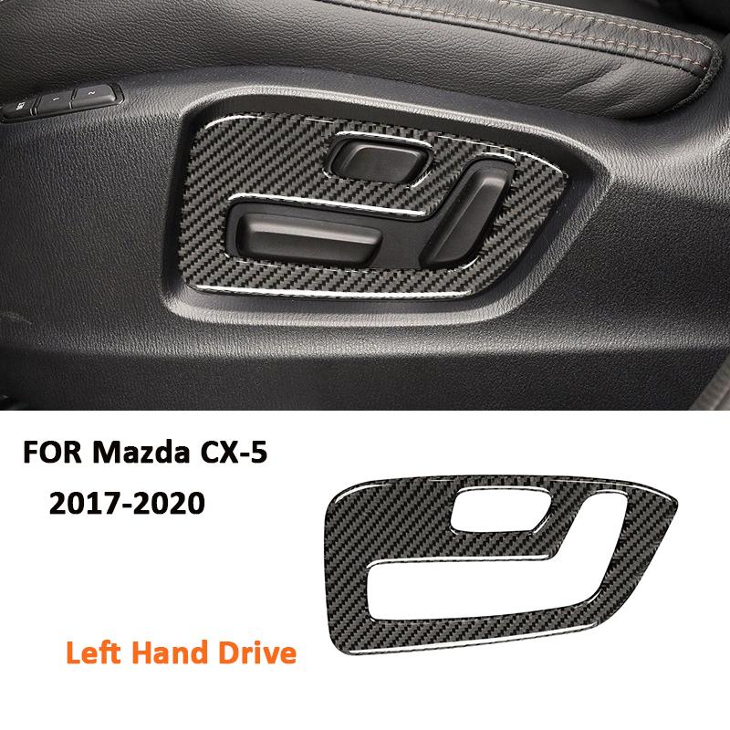 For Mazda CX-5 2017- Carbon Fiber Car Power Seat Adjustment Panel Trim Frame Decoration Sticker Interior Accessories