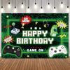 Kids Birthday Party Decor Photography Background Game On Theme Video Gamer Neon Green Gaming Next Level Up Backdrop Props4