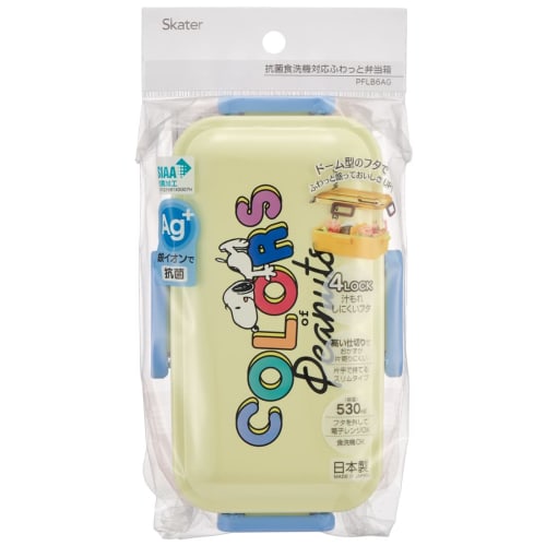 Skater Bento Box, 530ml, Antibacterial, Snoopy, Peanuts Colors, Soft Filling, Dome-Shaped Lid, Made In Japan, PFLB6AG-A