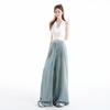Spring Summer Thin Drawstring Stylish Wide Leg Denim Pants For Ladies Casual Pants Oversize Denim Trousers
