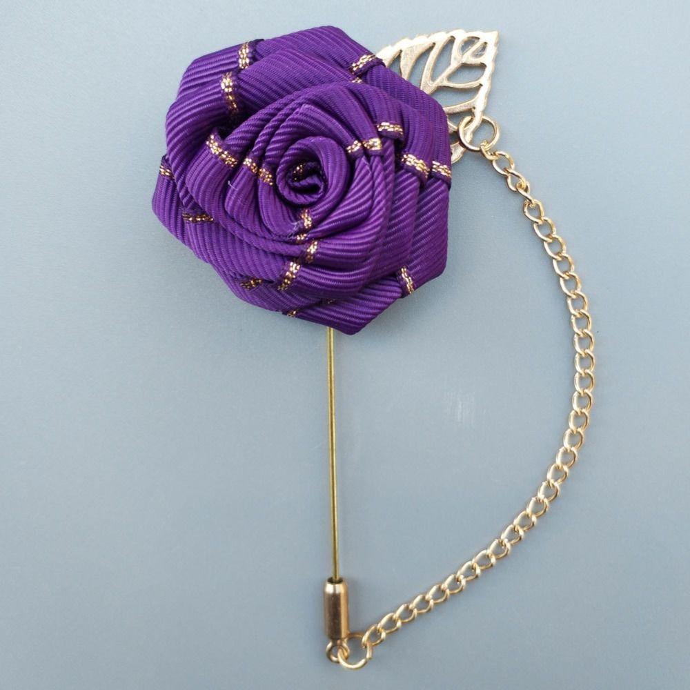Personality Zinc Zinc Alloy Colorful Rose Collar Needle Leaf Lapel Decoration Cloth Floral Badge Men Corsage