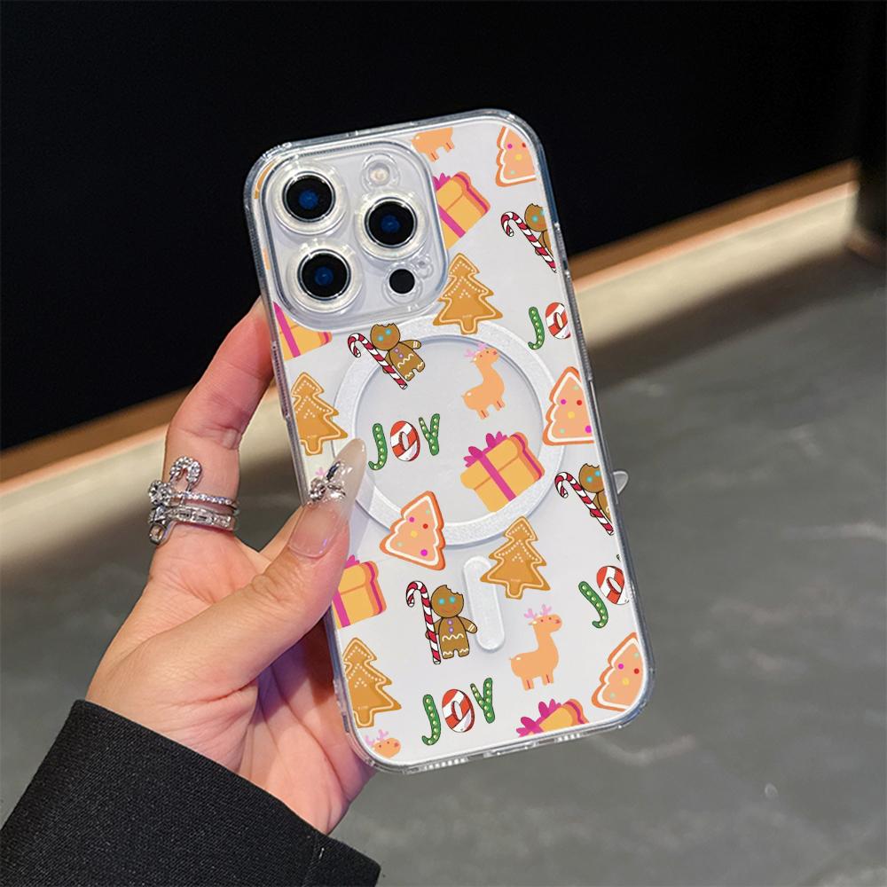 

AC102 Рождественские С Новым Годом Magsafe Прозрачные Чехлы для Samsung S23 S24 Ultra S21 FE iPhone 16 13 Pro Max XR Магнитная Беспроводная Зарядка Задняя Крышка Samsung S24 Ultra 5G