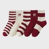 Chaussettes Ankola Tendance pour Femmes: Automne/Hiver Rouge Nœud Mi-Tube, Manchette Haute, Mode Rayée.