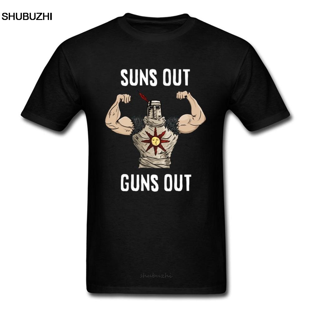 Dark Souls 3 T Shirt Mens Tshirt Suns Out Guns Out Tshirt New Black Tops Tees Praise The Sun Solaire of Astora Streetwear