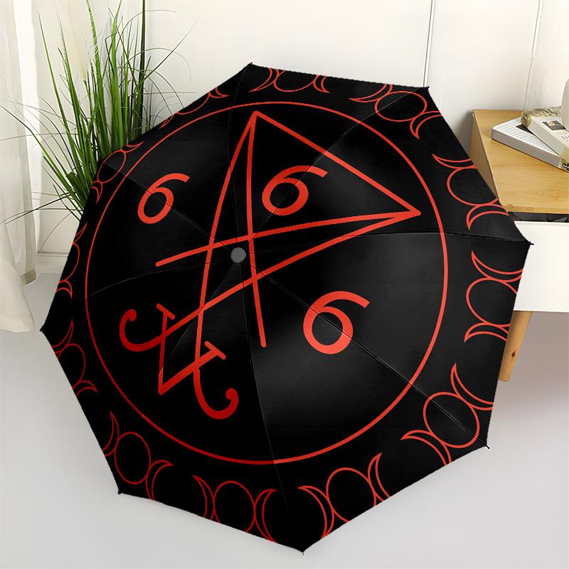 

666 Occult Symbol Sticker, Mystic Moon Phase Decal for Cars, Laptops, or Any Smooth Surface Umbrella, Cute Umbrella with Cute Design, Portable 3-Fol