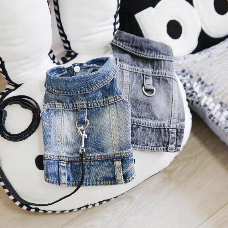 

Джинсовый жилет для собак и кошек, качественная куртка с D-образным креплением, костюм щенка, свободные рукава, XS, M, L, XL, XXL, новый XS