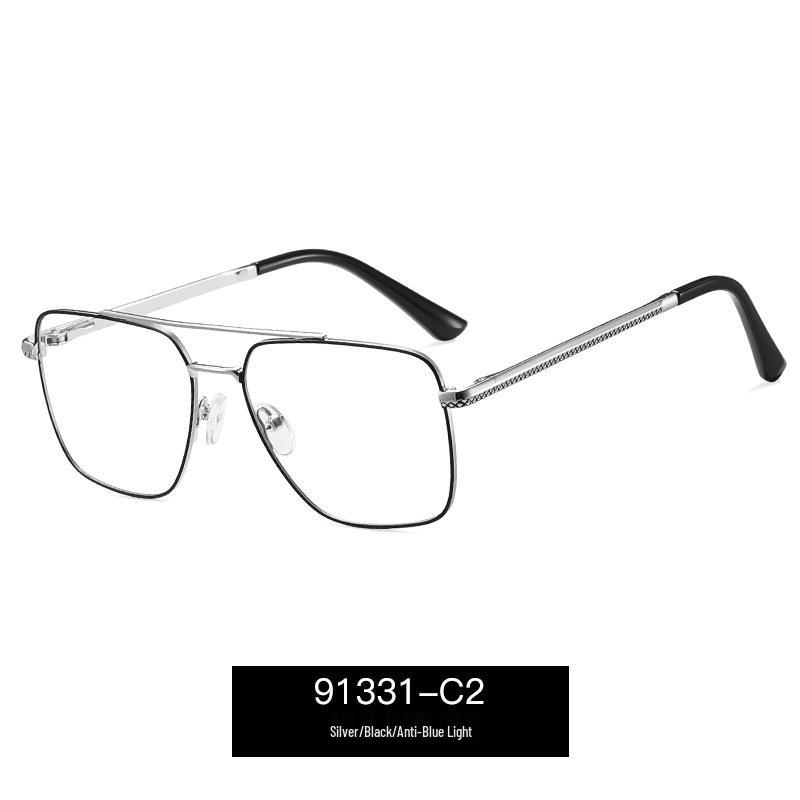 Fashionable High-End Men's Full-Rim Lightweight Metal Glasses with Prescription Lenses for Myopia