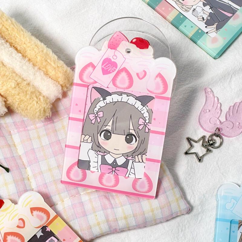 Kawaii Cake Acrylic Photo Frame for 3 Inch Kpop Idol Anime Card Strawberry Cake Protective Case Photocard Sleeves Wholesales