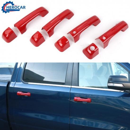 Для -2024 Dodge Ram 1500 4-дверный Красные Накладки на Ручки Дверей Декоративные Аксессуары