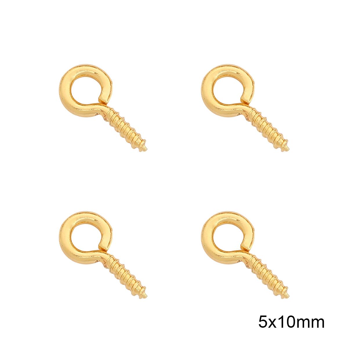 

25 шт., медные маленькие крючки с ушками, застежки, булавка для кулона, серебряные крючки с ушками, подходят для просверленных бусин, сделай сам, изготовление ювелирных изделий 5x10mm золотой