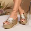 2025 Women Wedge Slippers Plus Size High Heels Slippers Platform Sandals Thick Bottom Open Toe Ladies Shoes Slides Women