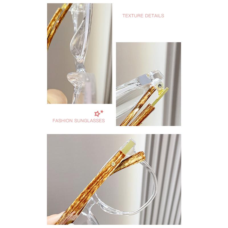 New Reading Glasses Anti Blue Light Women Eyeglasses Frame Fashionable Retro Large Frame Glasses Trendy Woodgrain Hd Presbyopia Glasses for Men