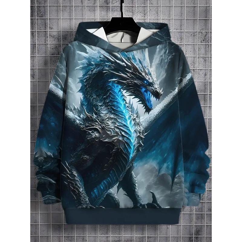 

Детские толстовки с капюшоном с 3D-принтом и рисунком дракона, толстовки для мальчиков и девочек, унисекс, толстовка с капюшоном, детская модная толстовка большого размера 130