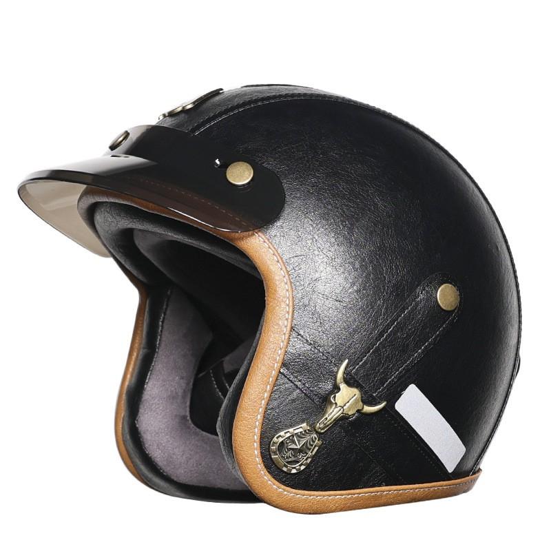 Vintage-Style 3/4 Motorcycle Helmet Men Women ABS Full-Coverage Scooter Riding With Visor