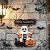 Holiday Party Supplies Halloween Wooden Hanging Sign, Rustic Ghost Bat Black Cat Witch Hat Wall Decor, Balcony Window Decor Spooky Pendant with