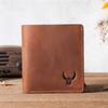 Crazy Horse Leather Simple Short Wallet Head Layer Leather Retro Men's and Women's Large Capacity Card Bag Wallet Genuine Leather