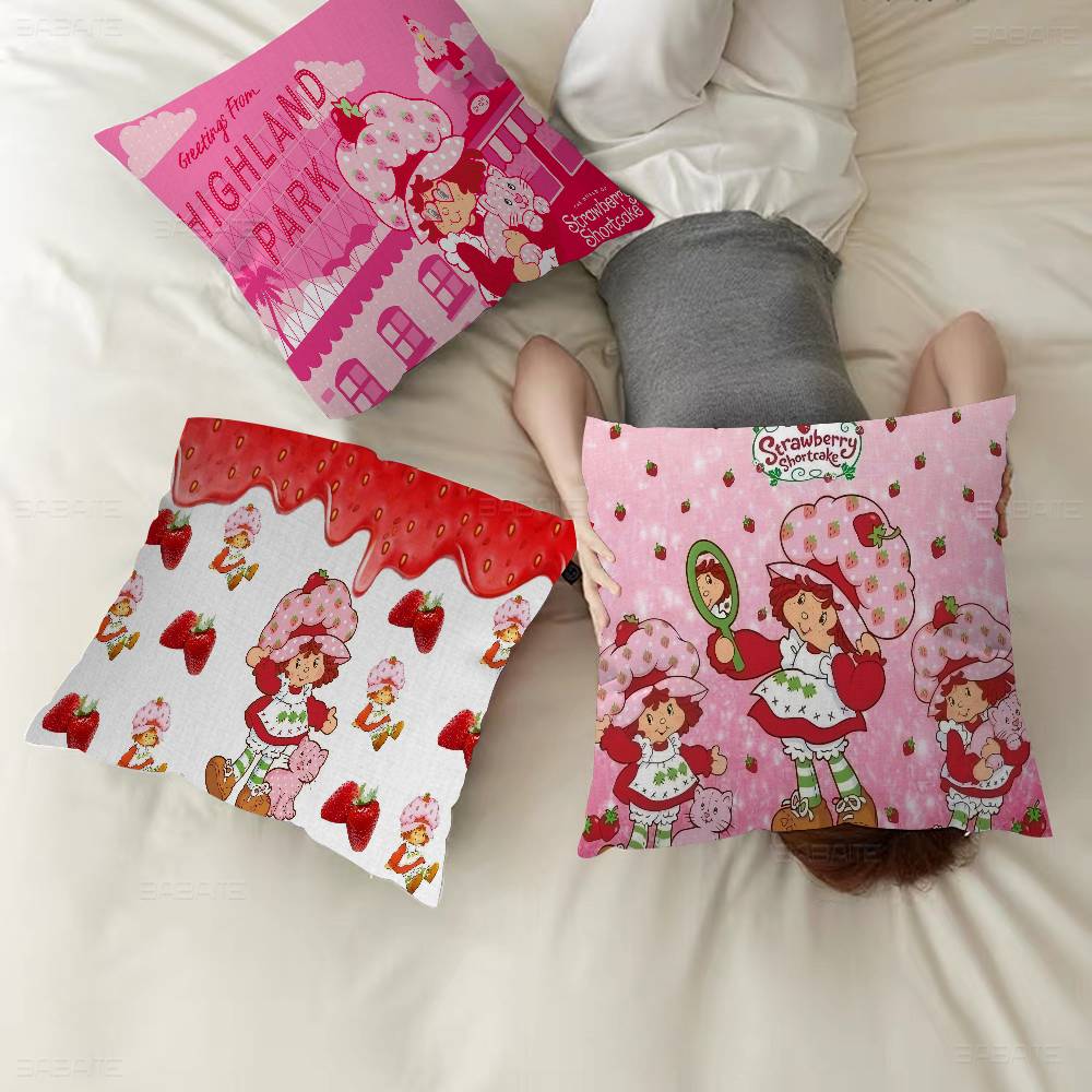 S-Strawberry Cartoon S-Shortcake Girl 45*45cm Cushion Cover Pillow Cover Decor Pillowcase Home Pillowcase For Couch Pillow