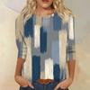 Women's Fashion Casual Round Neck Three-quarter Sleeve Gradient Print T-shirt Top