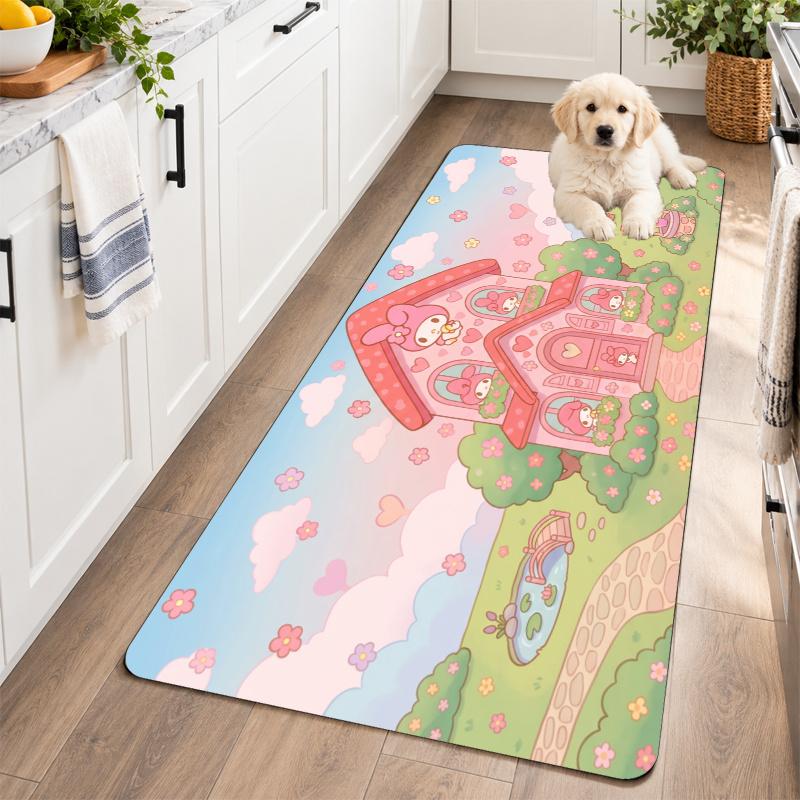 Flannel Kitchen Mat My Melody Soft Area Rug Non Slip Floor Carpet Home Decoration