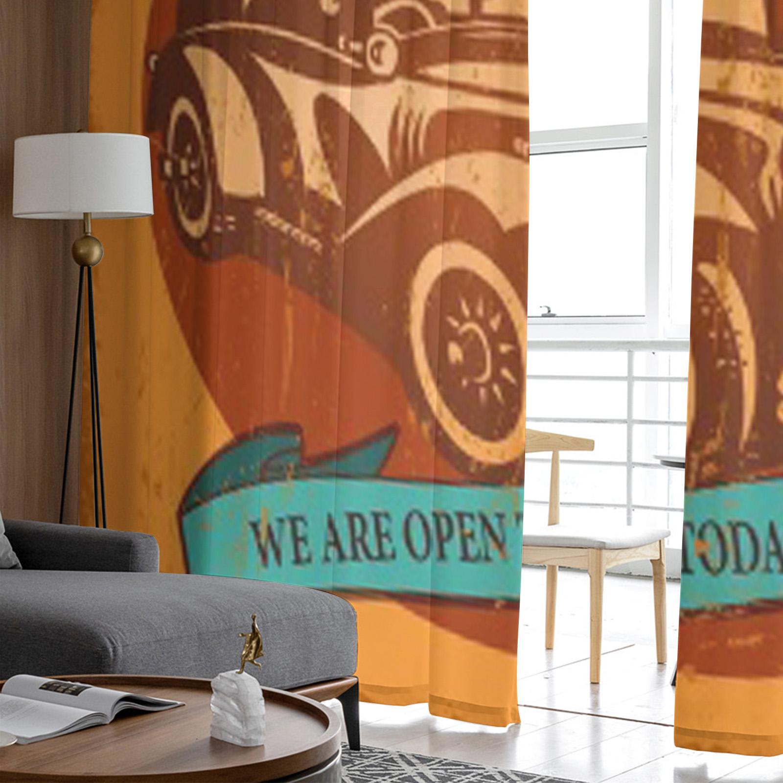 Винтажный автосервис ретро постер прозрачные шторы для гостиной прозрачный тюль оконная — фото 4