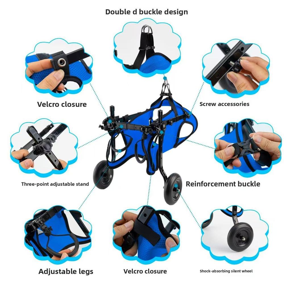 New Disabled Dog Wheelchair Cart Adjustable Pet Mobility Aids with Wheels Pet Cat Dog Rehabilitation Walking Mobility Aid Troll