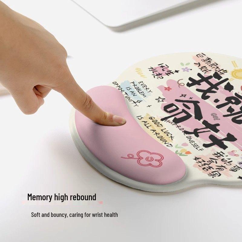 Repose-poignet en mousse à mémoire de forme Tapis de souris avec base antidérapante et slogan inspirant - Essentiel de bureau, Logo personnalisable
