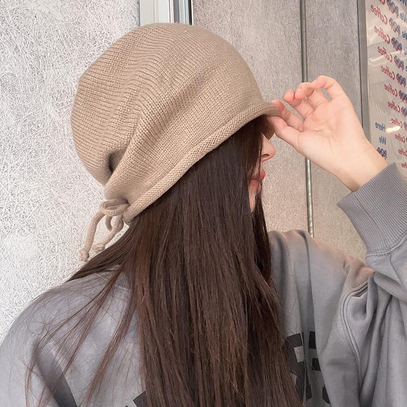 Girls Drawstring Lazy Wind Stack Hat Children Autumn and Winter Fashion New Cold Hat