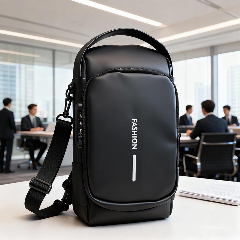 

Men s Crossbody Bag: Large Capacity, Multifunctional Chest Bag with Combination Lock – Trendy for Commuting and Cycling