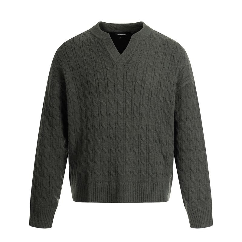 Kisko American Retro Twist Pattern Lazy V Neck Knitted Sweater for Men and Women, High-End Casual Work Clothing, Versatile Top