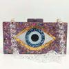 Boutique De FGG Evil Eye Acrylic Purse Women Black Evening Bags and Clutches Chain Shoulder Crossbody Bag Party Prom Clutch