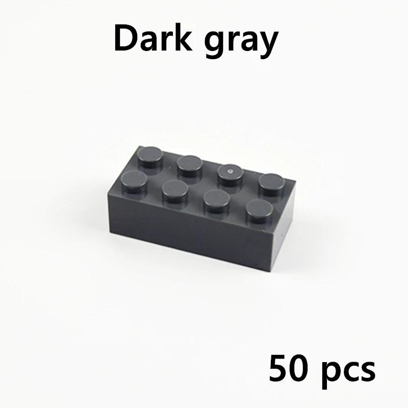 

DIY Building Blocks Figures Educational Creative Toy for Children 50pcs Thick Bricks 2x4 Dots Size Compatible With 3001 Plastic темно-серого