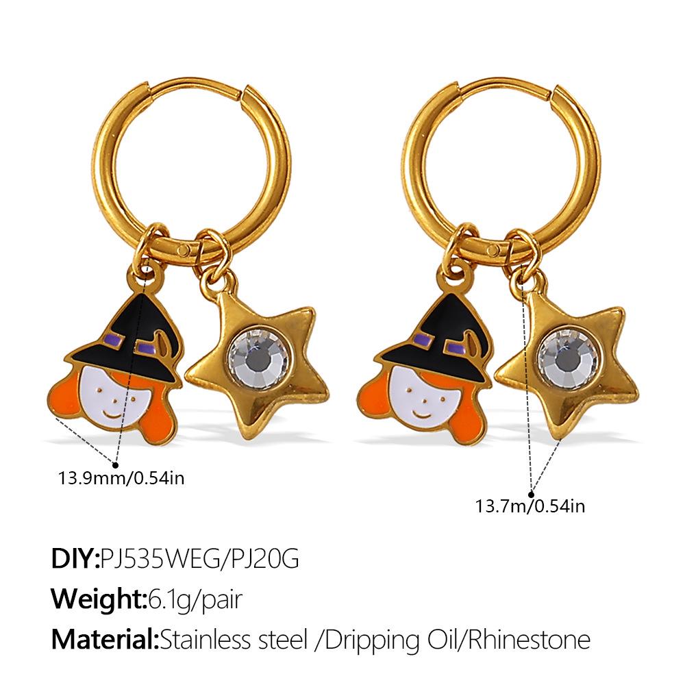 European & American Christmas Pumpkin Pendant Earrings: 18K Gold-Plated Stainless Steel, Versatile Drip Oil Design for Women