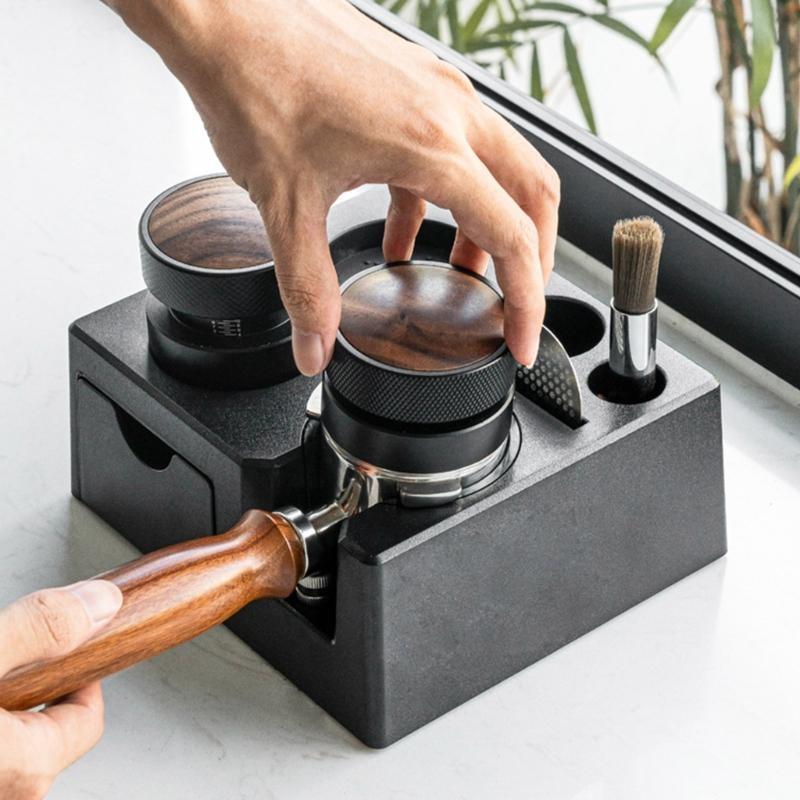 Coffee Tamper Station Coffee Portafilter Holder Tamping Station Coffee Portafilter Organizers ABS Texture for Coffee