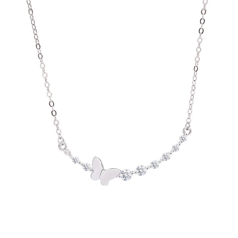 Elegant 925 Sterling Silver Butterfly Necklace: Versatile, Fashionable, and Stylish Clavicle Chain for Women