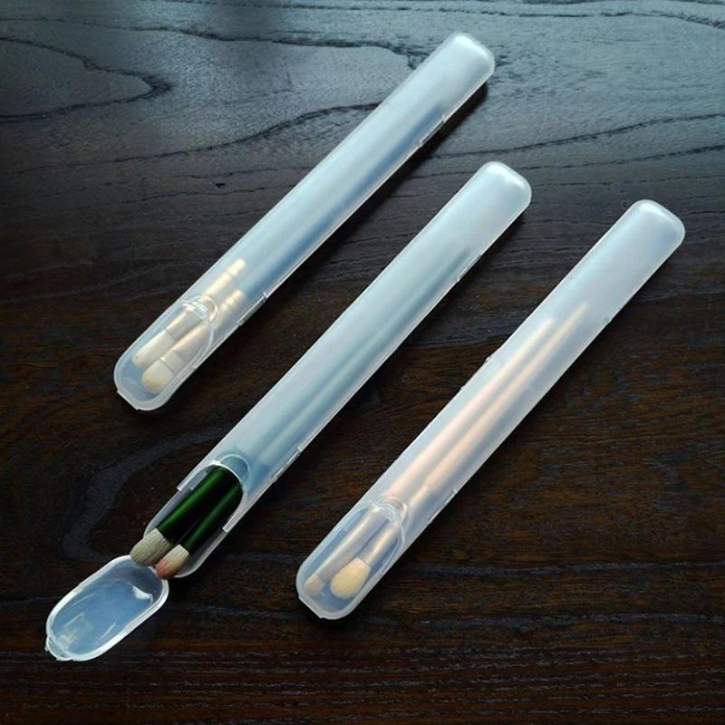 Cutie Portabilă pentru Depozitarea Pensulelor de Machiaj Creion de Sprâncene Tacâmuri Bețișoare Transparentă cu Capac Organizator Caz Instrument de Frumusețe