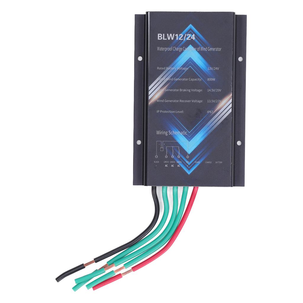 800W Windturbinenregler Aluminiumlegierung IP67 Wasserdicht Windgeneratorregler 12V 24V
