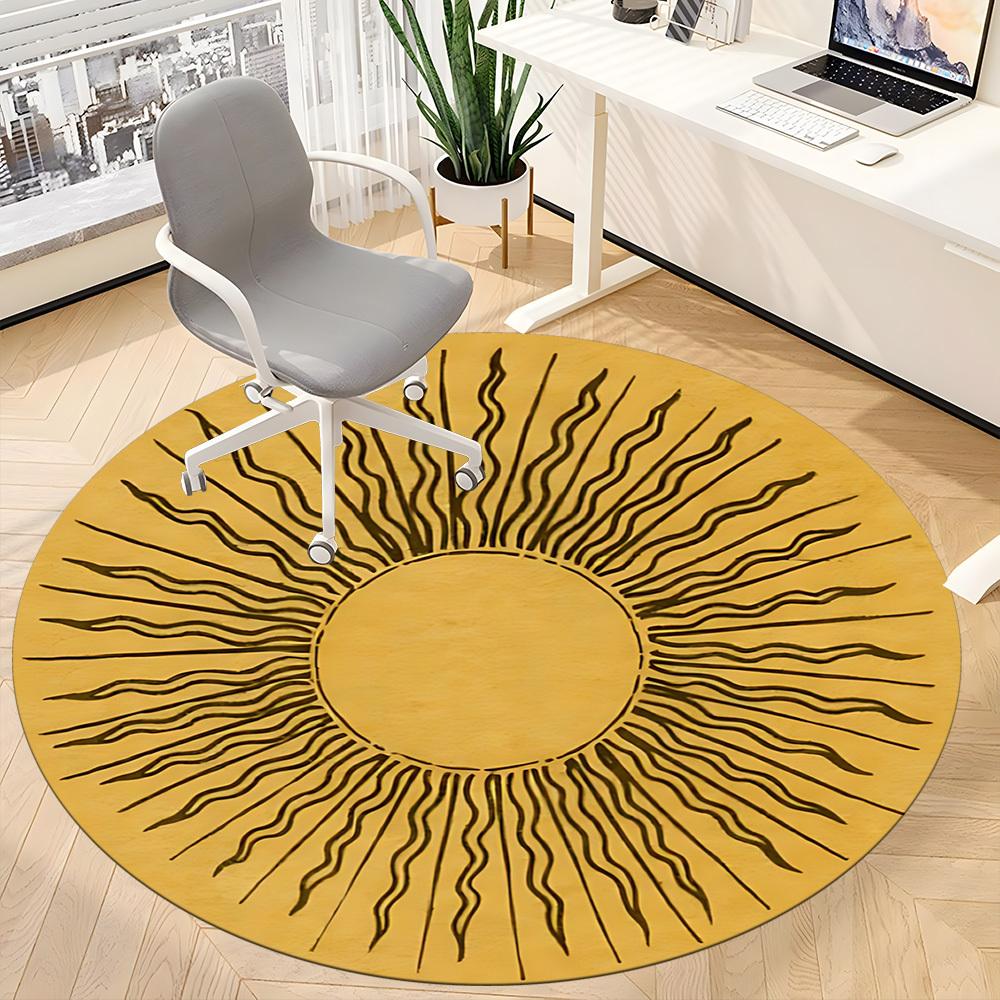 1PC Sunburst Pattern Chair Carpet for Office, Indoor Non-Slip Washable Carpet, Soft Comfortable Mat For Office Room yy250930312